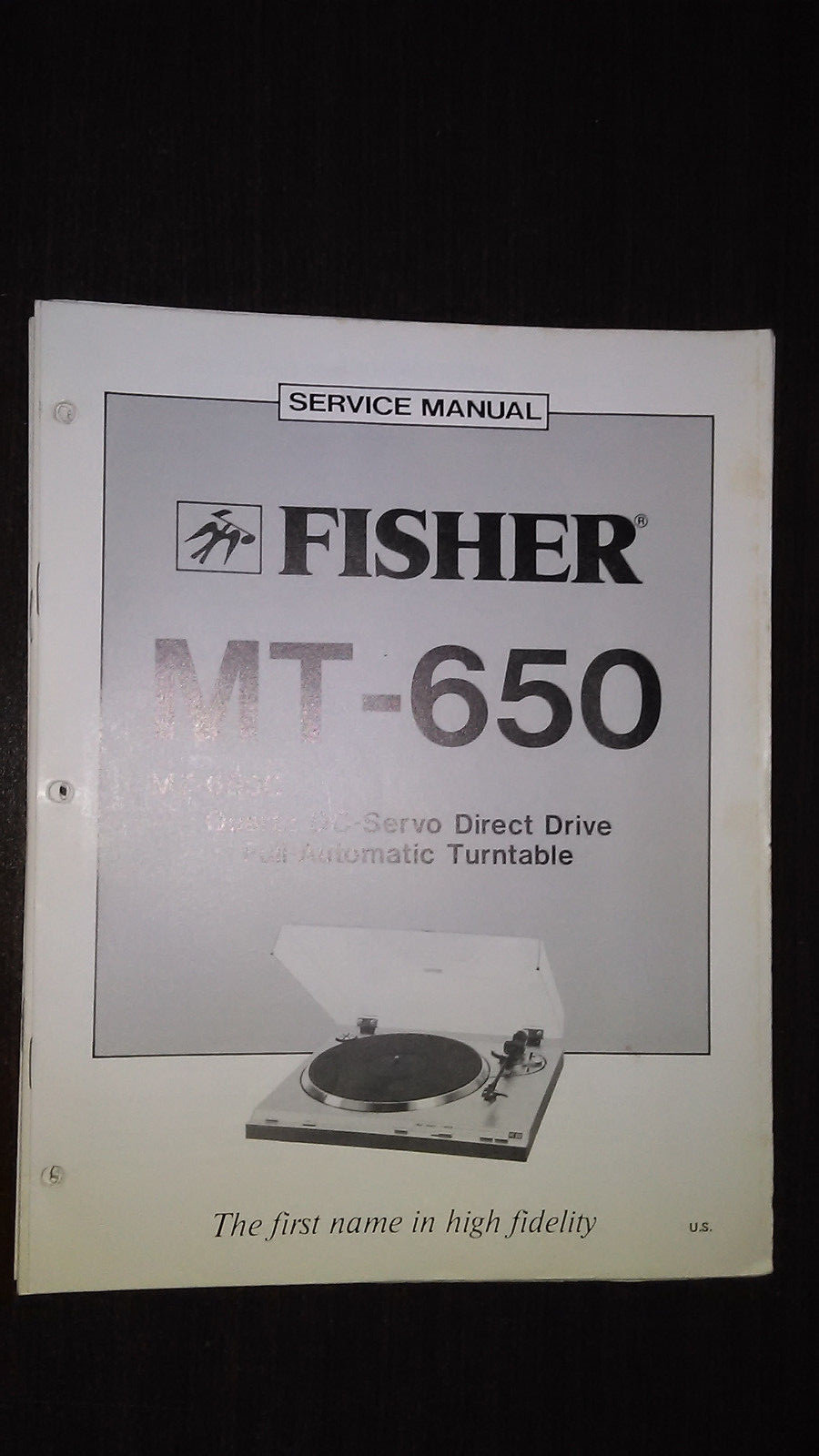 Fisher MT-650C Original Service Manual for Stereo Turntable Record Player  