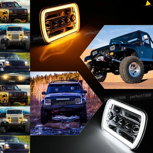 Pair 7"X6'' 5x7 LED Headlights Hi/Lo Beam DRL For Jeep Cherokee XJ YJ Chevrolet - Picture 2 of 13