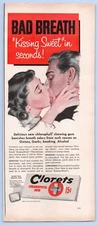 1952 Clorets Chlorophyll Gum 15¢ Kissing Sweet In Seconds VINTAGE PRINT AD LM52
