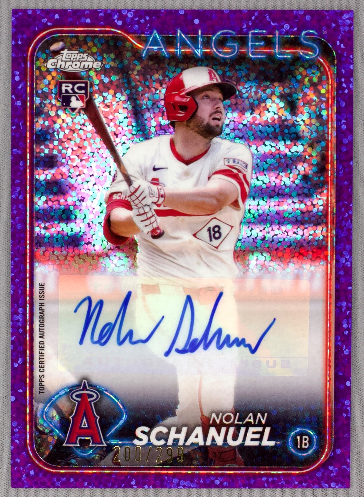 2024 Topps Chrome Update Auto Nolan Schanuel #AC-NS Purple Speckle 200/299