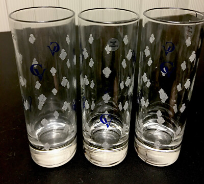 New Courvoisier COGNAC Skinny Highball Cocktail Glasses 8'' Tall CV Set of 3