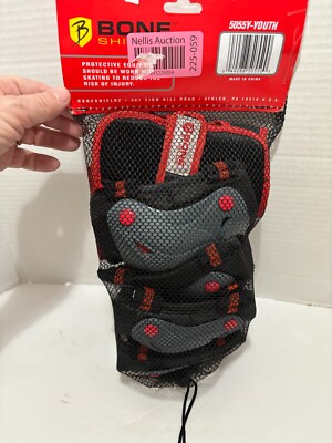 Bone Shieldz Cruiser 3000 Knee Elbow Wrist Guards Black Youth New