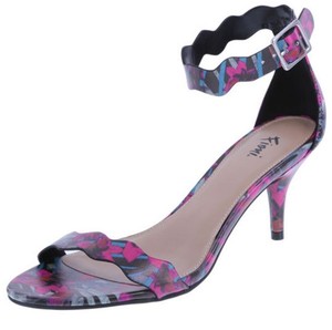 pink floral heeled sandals