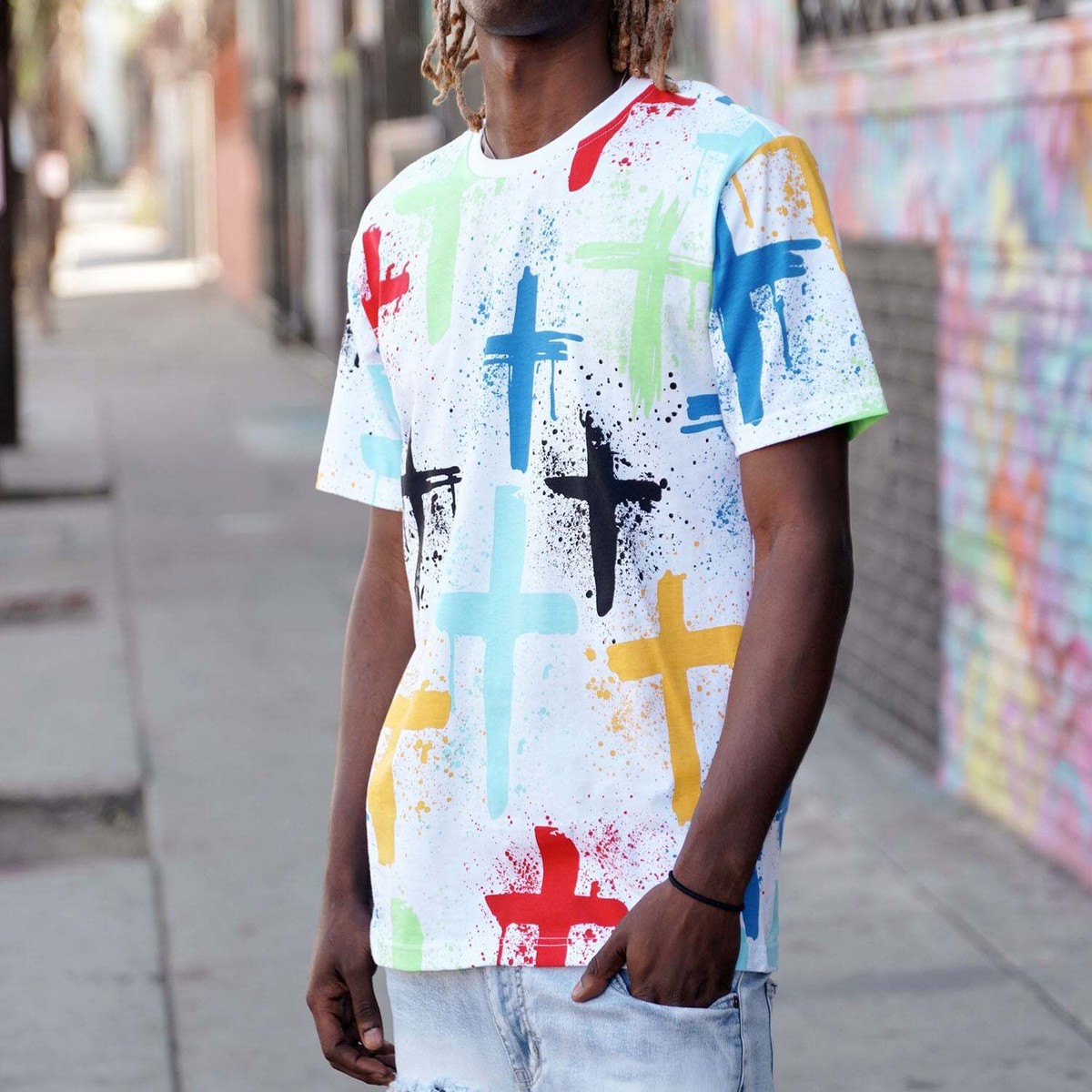【TALKING ABOUT THE ABSTRACTION】CROSS NECKLACE TEE TALKING ABOUT THE ABSTRACTION Cross Necklacetee （Black