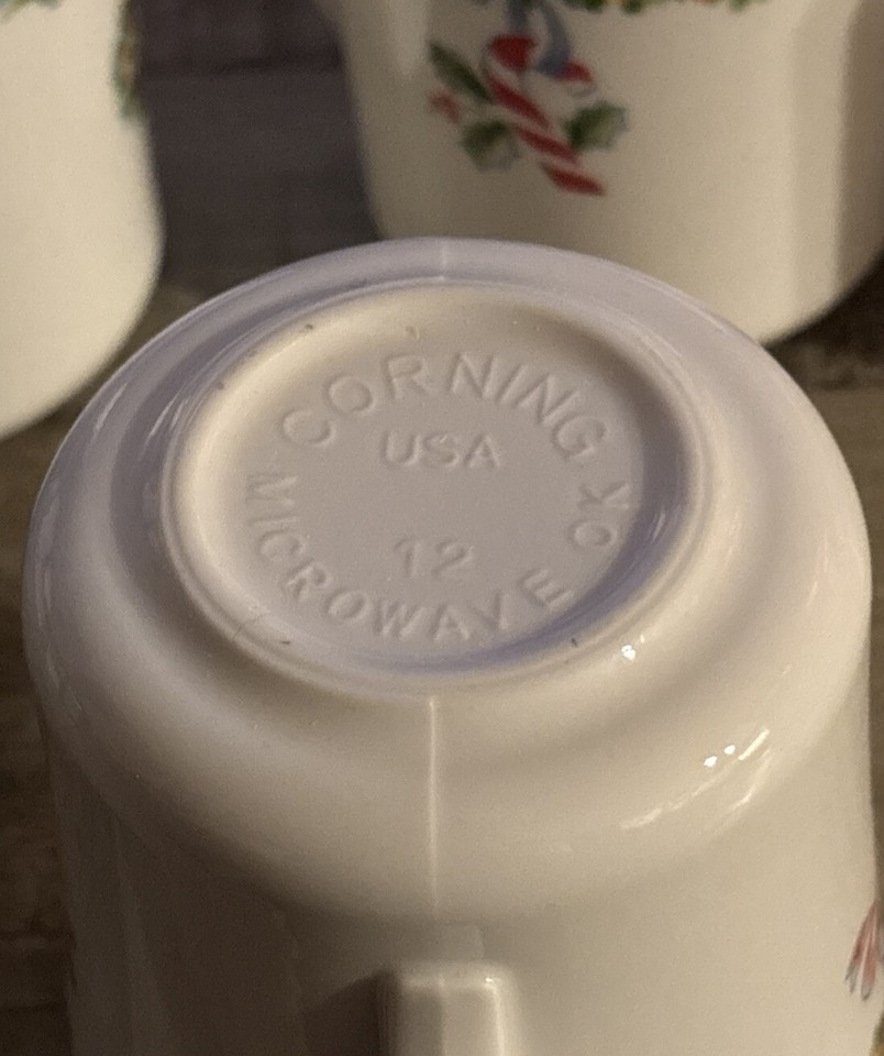 4 Vintage Corelle Christmas Joy coffee tea cups wreath bell candy cane '90 EUC eBay