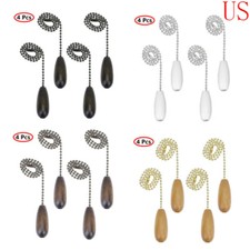 4xCeiling Fan Pull Chain Beaded Ball Extension Wooden Pendant Chain Light Lamp