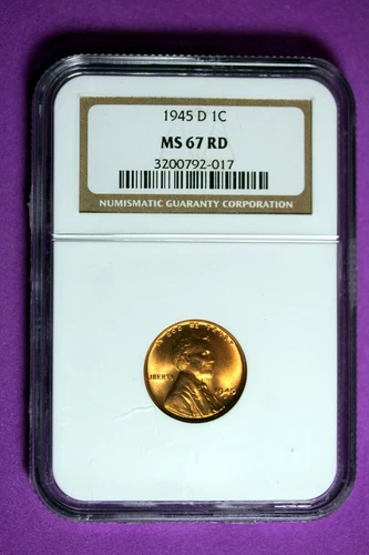1945 D NGC MS67 RD Lincoln Wheat Cent #B28169