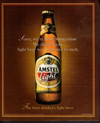 Vintage print ad advertisement Alcohol Amstel Light Beer was supposed to suck 00
