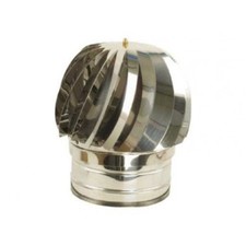 ASPIRAFUMO INOX PESANT Ø 10CM FUMAIOLO CAPPELLO GIREVOLE RADIANTE BASE CIRCOLARE