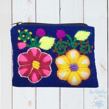 NEW FLOWERS BOHO ETHNIC PERUVIAN WOMEN'S EMBROIDERY TEXTILE PURSE COIN WALLET