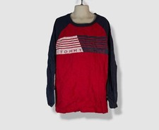 Tommy Hilfiger Kids Boy's Red Two-Tone Logo Graphic Long Sleeve T-Shirt Size M