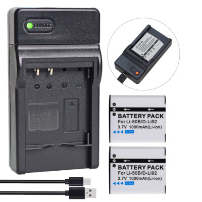 2x Li-50B 1000mAh 3.7V Battery for Olympus TG-810 TG-820 TG-835 TG-860 OZ Camera