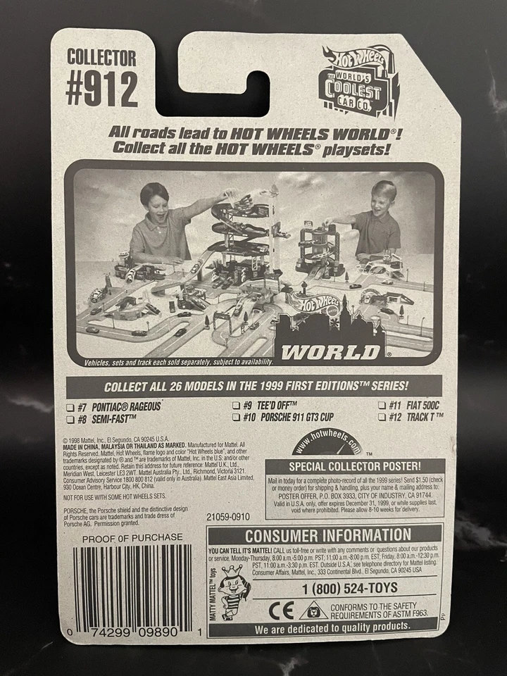 风火轮保时捷 911 GT3 杯 1999 年第一版 10of20 收藏品 — 第 2/2 张图片