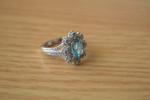2.10ct Betroka Blue Apatite / Moissanite Ring Rhodium over Fine Silver Size 5 - Picture 11 of 13