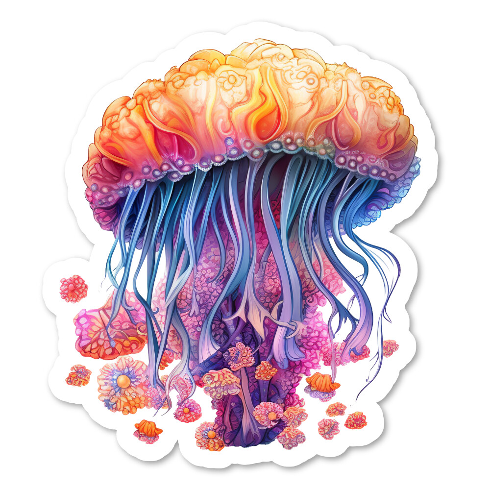 Jellyfish Vinyl Sticker, Sealife, Water Resistant, Laptop, W