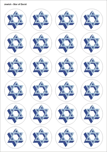 24X PRECUT JEWISH STAR OF DAVID EDIBLE WAFER CUPCAKE CAKE TOPPERS 1443