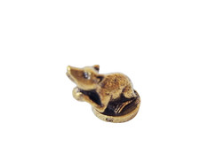 Mini Rat Mouse Musika Figurine Hold Gold Bar Wealth More Money Good Trade Carry