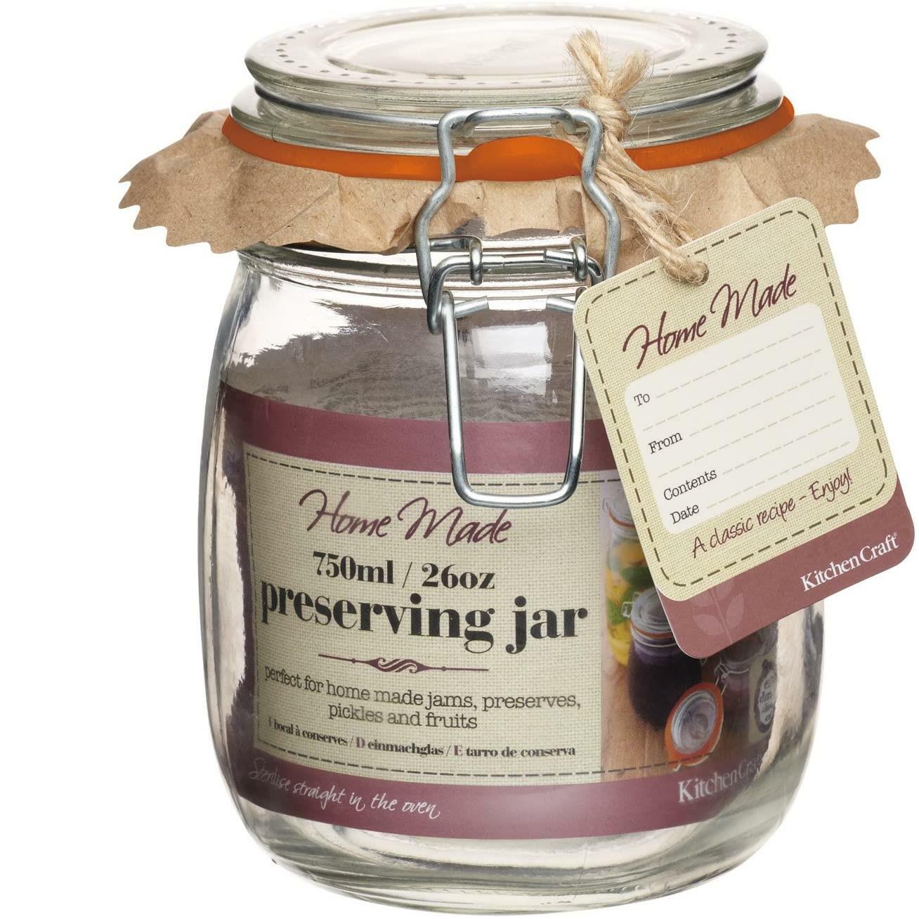 Kitchen Storage Home Made Glass 750ml Preserving Jar With Airtight Clip Lid