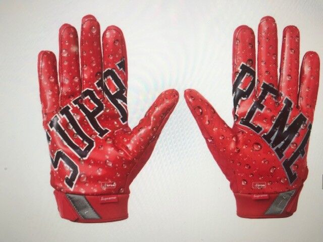 Authentic Supreme Nike Vapor Jet Football Gloves FW18 Red- Size Small SHIPS  FAST