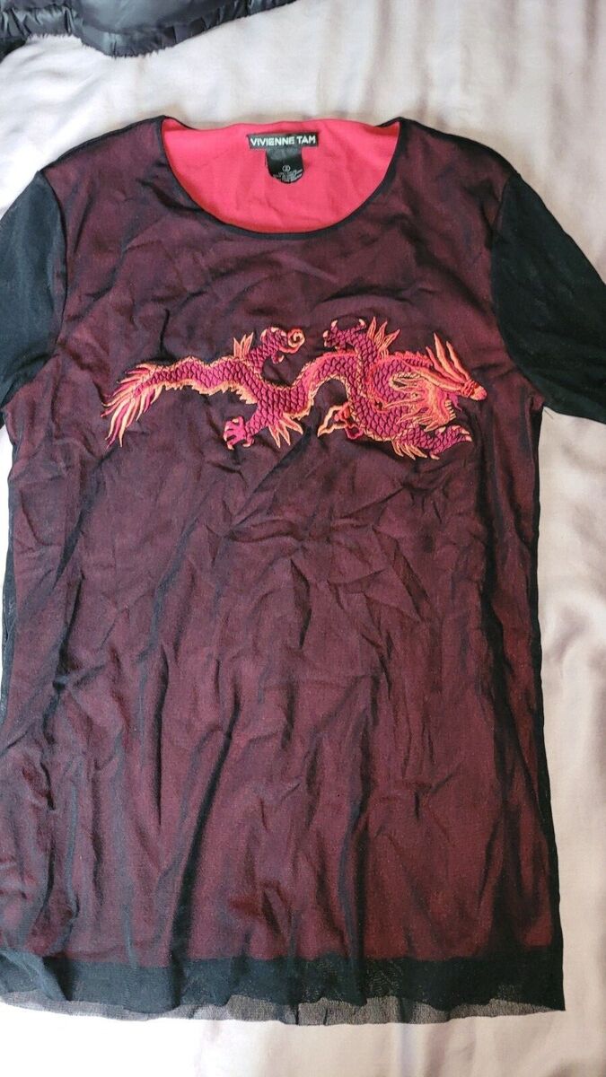 RARE Vivienne Tam Dragon Embroidered Black Long Sleeve Top RARE Vivienne Tam Dragon Embroidered Black Long Sleeve Top