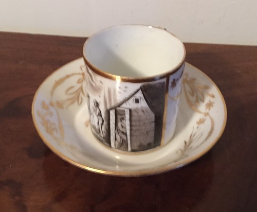 Antique 19th c. Empire Old Paris Porcelain Tea Cup & Saucer French Coffee Can - Picture 2 of 12
