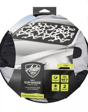 Auto Drive Automotive Windshield Universal Fit Cow Print Twist Sunshade 2 Counts