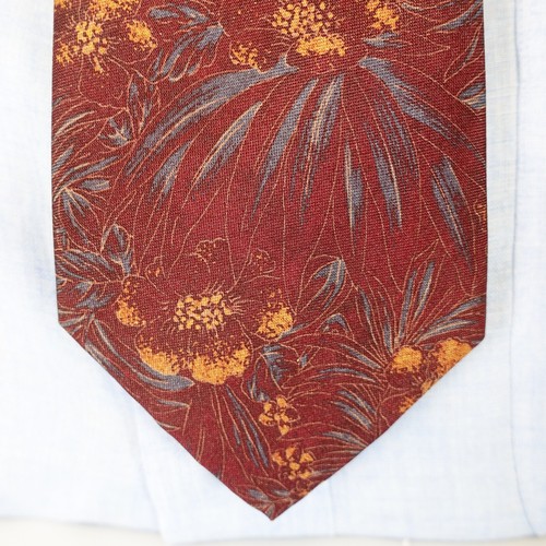 Neck Tie Mens Red Floral Silk Garden Boho Casual Adult Cool Wine Dark LA PLAGE - Picture 2 of 8