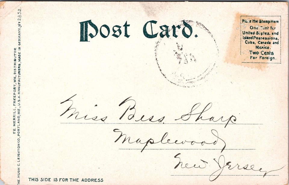 VINTAGE POSTCARD SAILING DOWN ROYAL'S RIVER AT YARMOUTH MAINE c. 1900