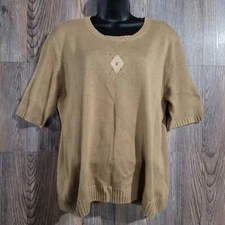 Horst Basler Silk Cashmere Sweater Sz 16 Brown Grandmacore Old Money Knit Shirt