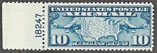US Air Mail Stamps SC # C7 Plate Number Single, Mint OG MNH VF