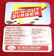 IN N Out Burger Not So "Secret Menu" Metal Card 3 1/2" x 2" Promo Item!