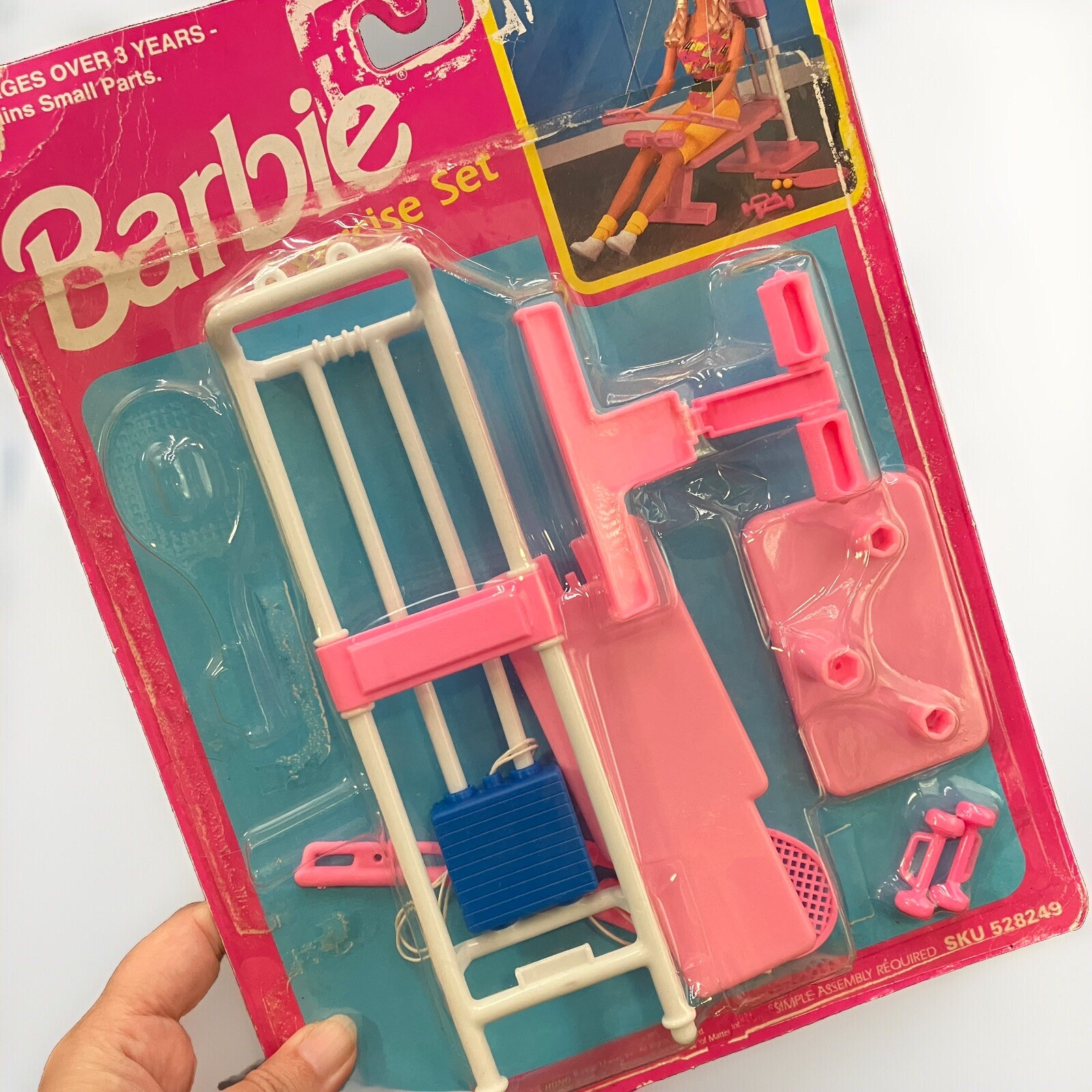 Vtg 90s Barbie Exercise Play Set Accessories Retro Home Gym RARE! READ Flaw