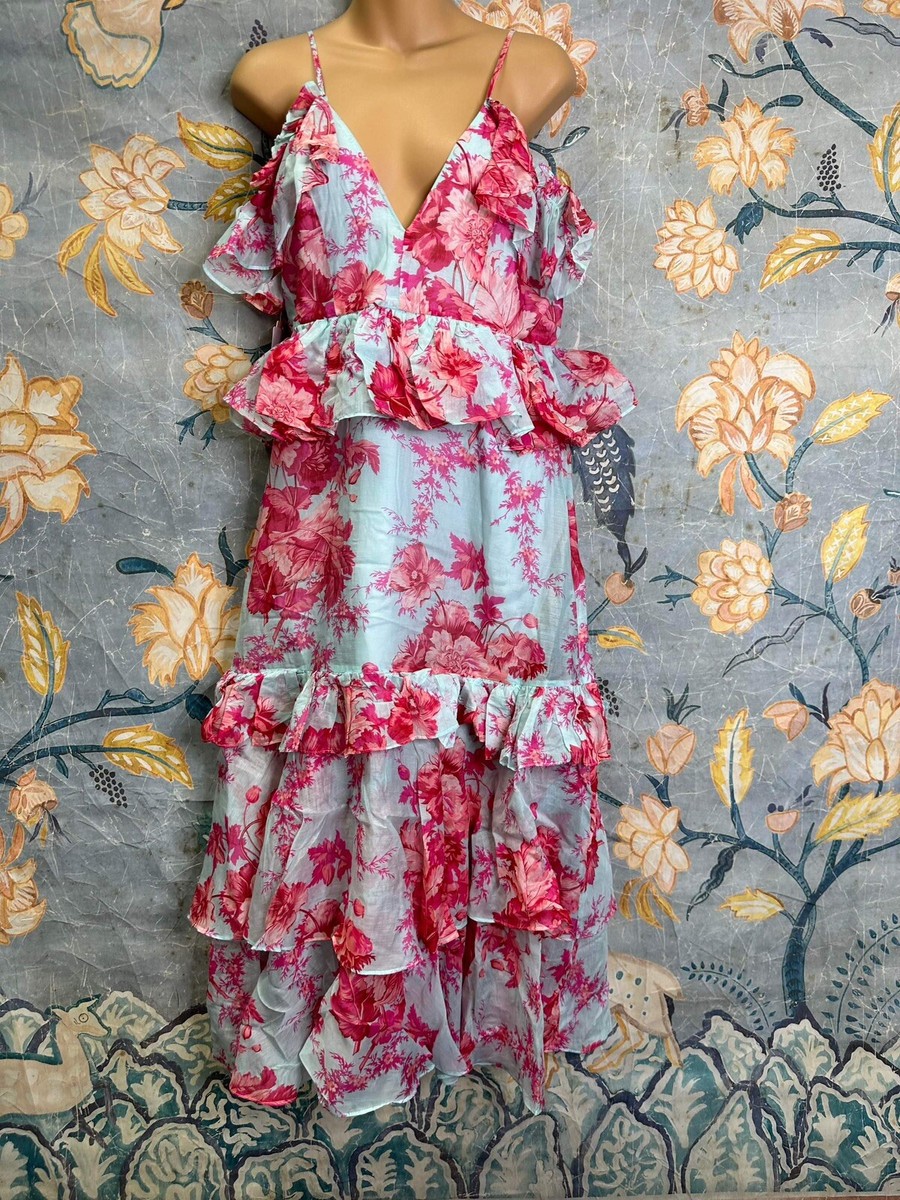 floral midi slit dress Red Floral Short Sleeve Slit Midi Dress