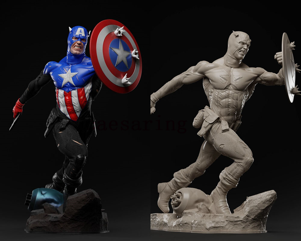 Captain America 3D Printing Unpainted Model GK Blank Kit Sculpture
