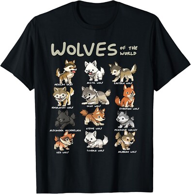 Chibi Wolf Wolves Animals of the World Wolf Lover Cute Youth Unisex T-Shirt