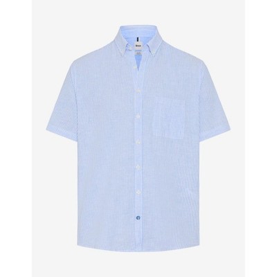 Brax men's shirt short sleeve modern fit style Dan blue white striped 740077 7441260