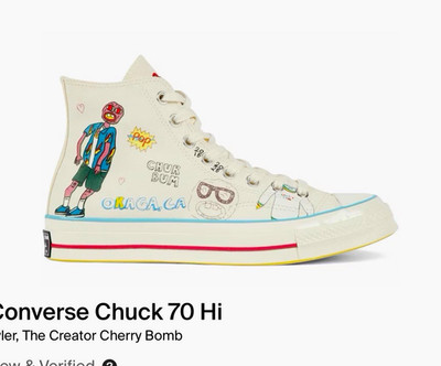 Cherry Bomb Converse Chuck 70 Hi - Tyler, The Creator -Canvas High Top -Size 12