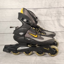 Nike Foreflex Inline Skates Men's 9 Black Grey Yellow 264mm Frame 78mm Wheels
