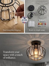 Stunning Modern Industrial Crystal Cage Ceiling Light – Flush Mount