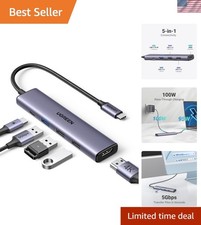 Elegant 5 in 1 USB C Hub with 4K HDMI 100W Power Delivery for Professionals