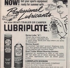 1976 Vintage Print Ad Lubriplate Boat Trailer Camper Professional Lubricants