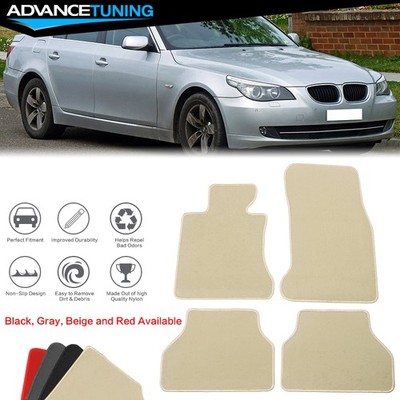 05-10 E60 5-Series 4DR Floor Mats Front & Rear Nylon Beige Carpet 4PC FOR: (BMW)