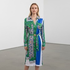Tory Burch Women Multicolor Patchwork Paisley Jersey Shirt Dress Size XS