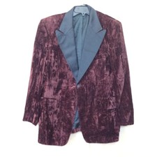 Vtg Men Tuxedo Jacket Crushed Velvet Copper Satin Collar 40S Richard Lewis