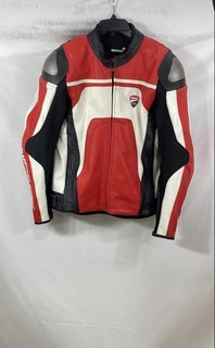 Ducati Corse Dainese Men's Red White Black Leather Motorcycle Jacket Sz 52