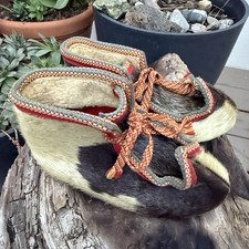 Traditional Scandinavian Sami Reindeer Fur Wool Insole Upturn Toe US Sz W-6 M-4