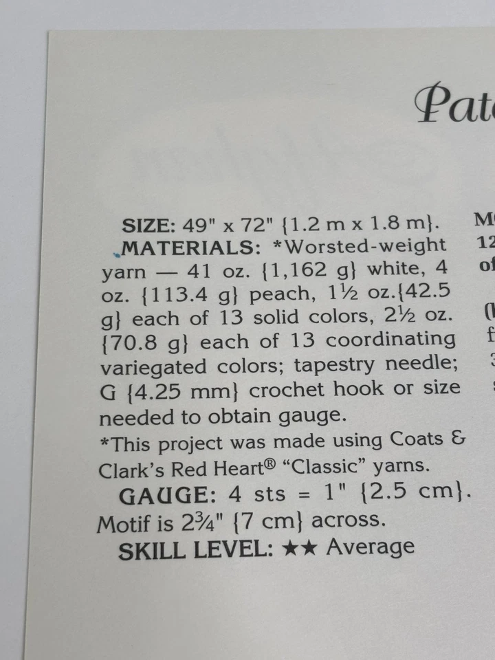 Patchwork Garden Quilt Look Afghan Crochet Pattern Card Needlecraft Shop - Image 2 of 4