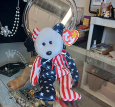 Spangle Ty Beanie Baby Pink Face Patriortic America Bear MWMT DOB July 14 1999