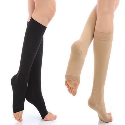 A Pair Men Women's Open Toe Compression Socks Pain Relief Legs Foot Calf Support
