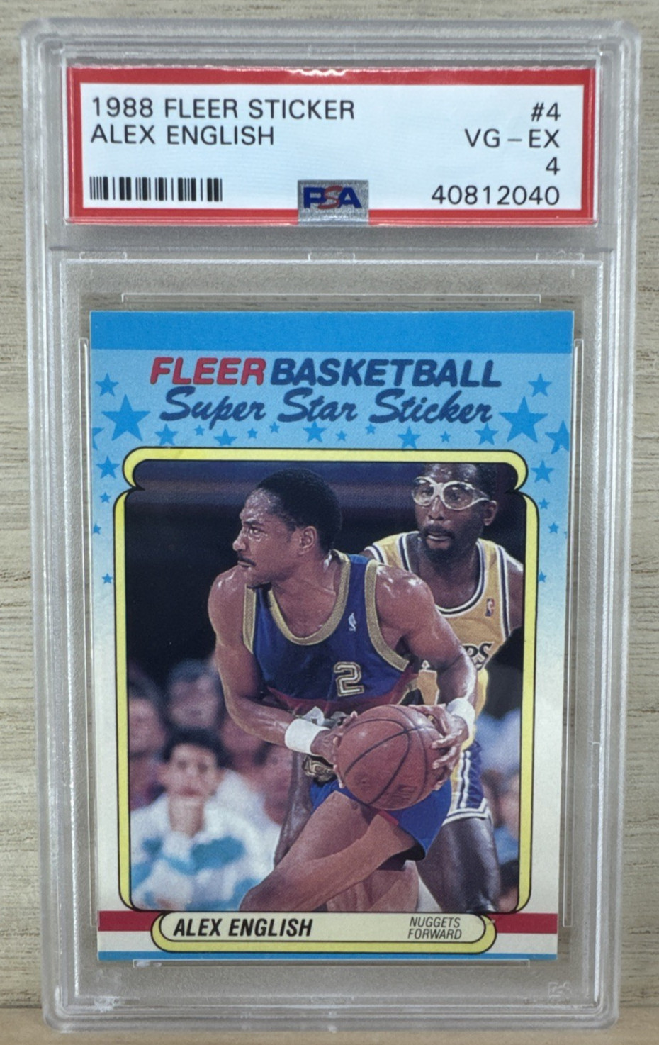 1988 Fleer Fleer Sticker #4 Alex English front